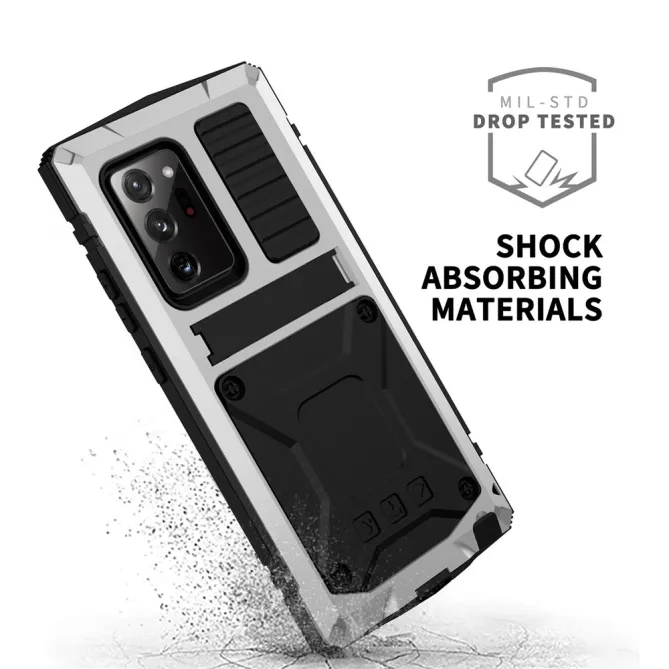 Coque Samsung Galaxy Note 20 Ultra Métal, Silicone et Support Intégré