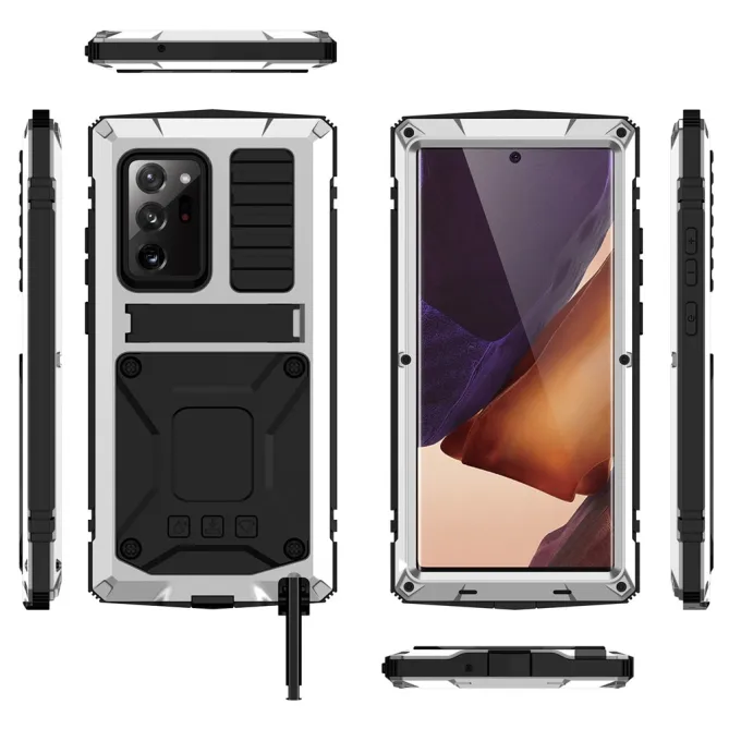 Coque Samsung Galaxy Note 20 Ultra Métal, Silicone et Support Intégré