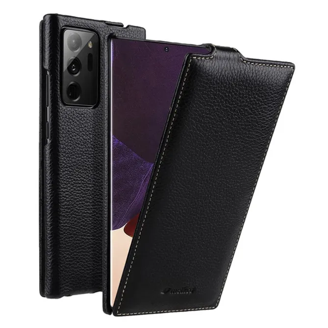 Coque Samsung Galaxy Note 20 Ultra Flip Vertical en Cuir Véritable
