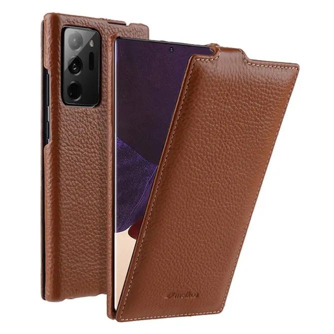 Coque Samsung Galaxy Note 20 Ultra Flip Vertical en Cuir Véritable