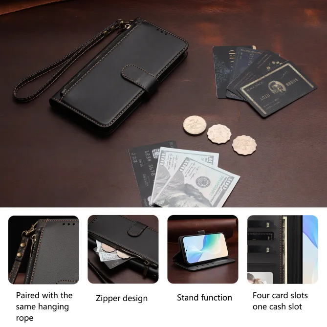 Étui Samsung Galaxy S26 Ultra Zip, 4 Cartes et Dragonne Amovible