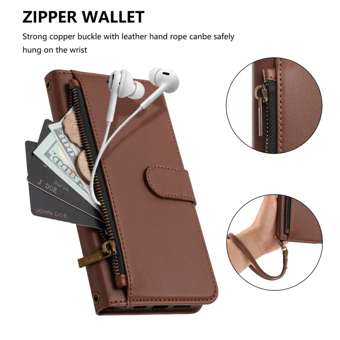 Étui Samsung Galaxy S26 Ultra Zip, 4 Cartes et Dragonne Amovible