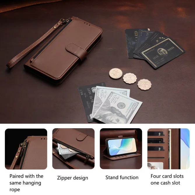 Étui Samsung Galaxy S26 Ultra Zip, 4 Cartes et Dragonne Amovible