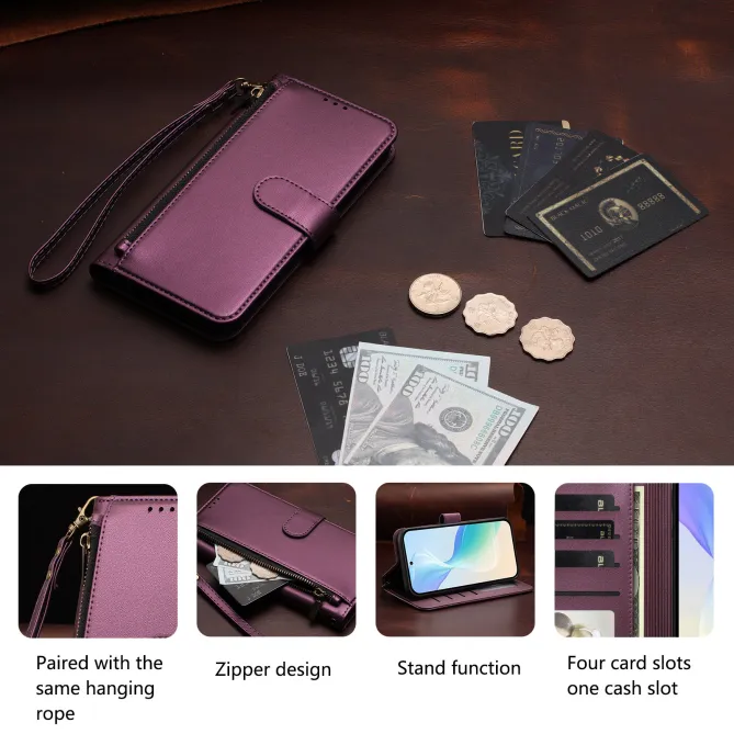 Étui Samsung Galaxy S26 Ultra Zip, 4 Cartes et Dragonne Amovible