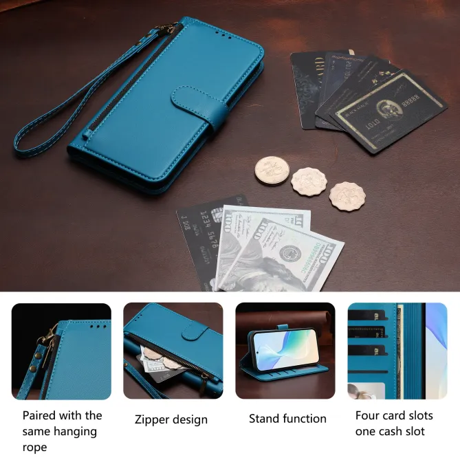 Étui Samsung Galaxy S26 Ultra Zip, 4 Cartes et Dragonne Amovible