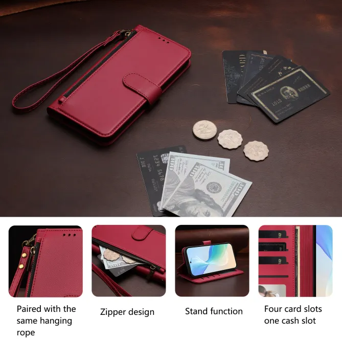 Étui Samsung Galaxy S26 Ultra Zip, 4 Cartes et Dragonne Amovible