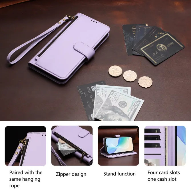 Étui Samsung Galaxy S26 Ultra Zip, 4 Cartes et Dragonne Amovible