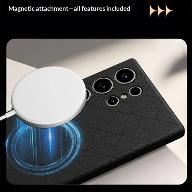 Coque Samsung Galaxy S26 Ultra Motif Géométrique Gravé Compatible MagSafe