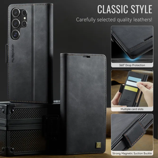 Étui Portefeuille S26 Ultra Cuir Rétro Anti-RFID
