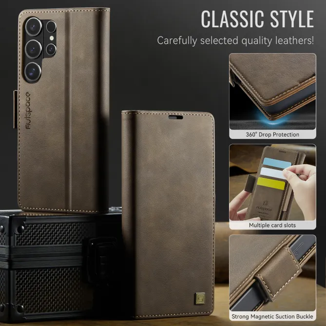 Étui Portefeuille S26 Ultra Cuir Rétro Anti-RFID