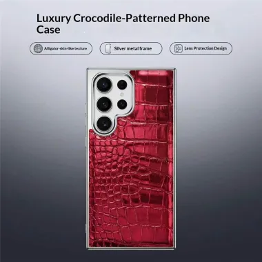 Coque S26 Ultra Effet Croco Contour Chromé