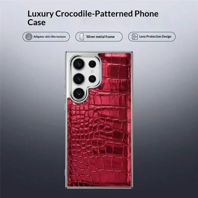 Coque S26 Ultra Effet Croco Contour Chromé