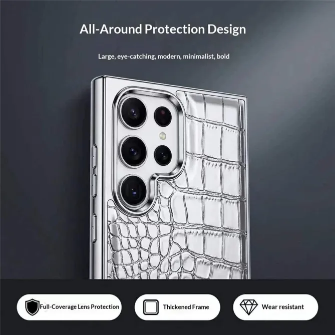 Coque S26 Ultra Effet Croco Contour Chromé