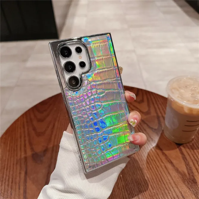 Coque S26 Ultra Effet Croco Contour Chromé