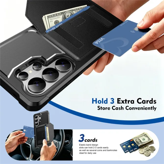 Coque Samsung Galaxy S26 Ultra Porte-Cartes à Fermeture Magnétique