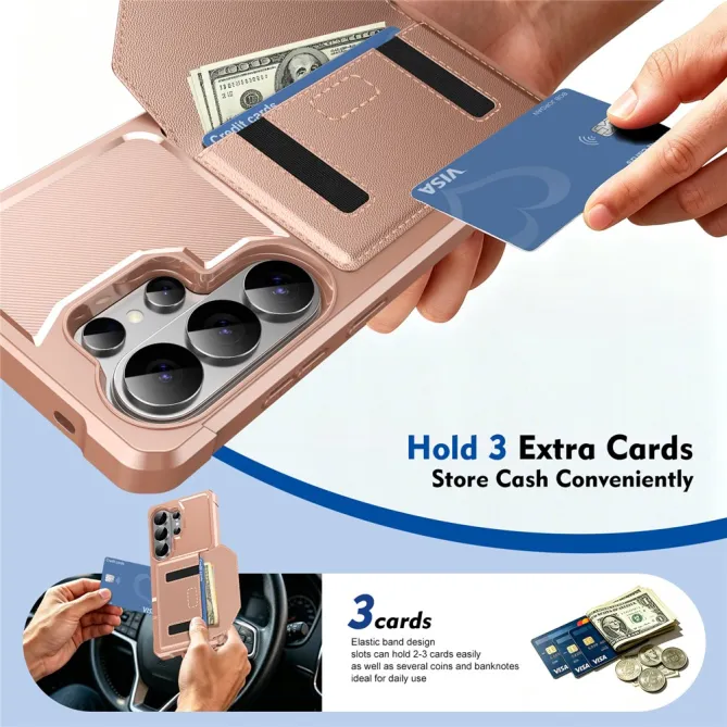 Coque Samsung Galaxy S26 Ultra Porte-Cartes à Fermeture Magnétique