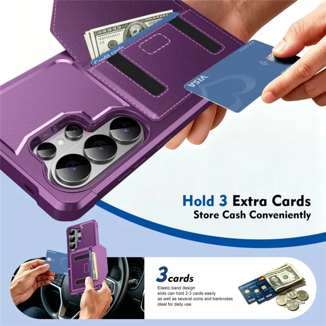 Coque Samsung Galaxy S26 Ultra Porte-Cartes à Fermeture Magnétique