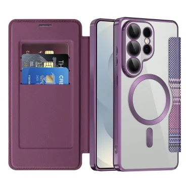 Étui Flip Samsung Galaxy S26 Ultra Motif Tissé Anti-RFID