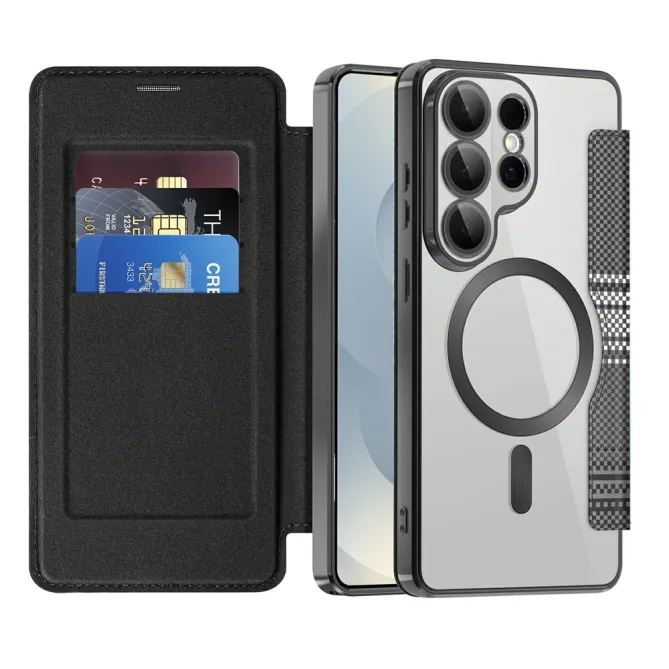 Étui Flip Samsung Galaxy S26 Ultra Motif Tissé Anti-RFID