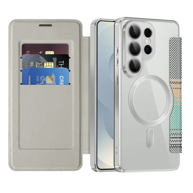 Étui Flip Samsung Galaxy S26 Ultra Motif Tissé Anti-RFID