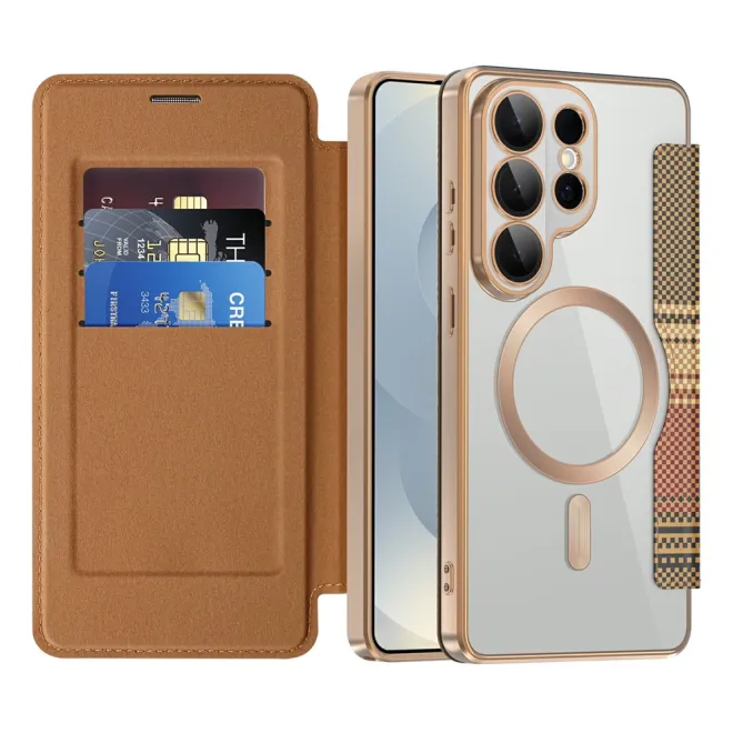 Étui Flip Samsung Galaxy S26 Ultra Motif Tissé Anti-RFID
