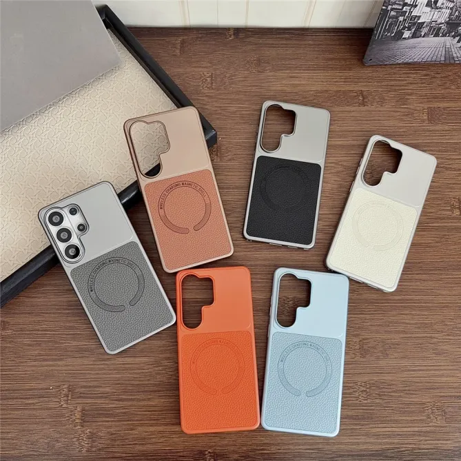 Coque Samsung Galaxy S26 Ultra Grain Litchi Compatible MagSafe