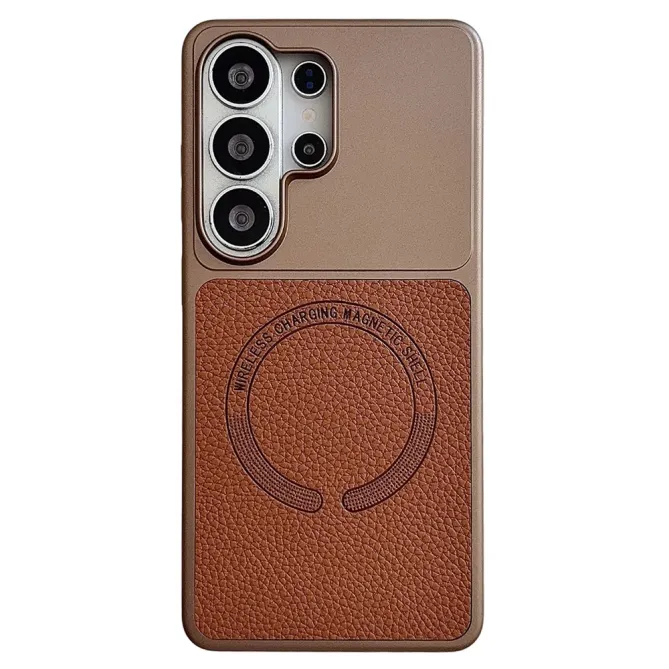 Coque Samsung Galaxy S26 Ultra Grain Litchi Compatible MagSafe