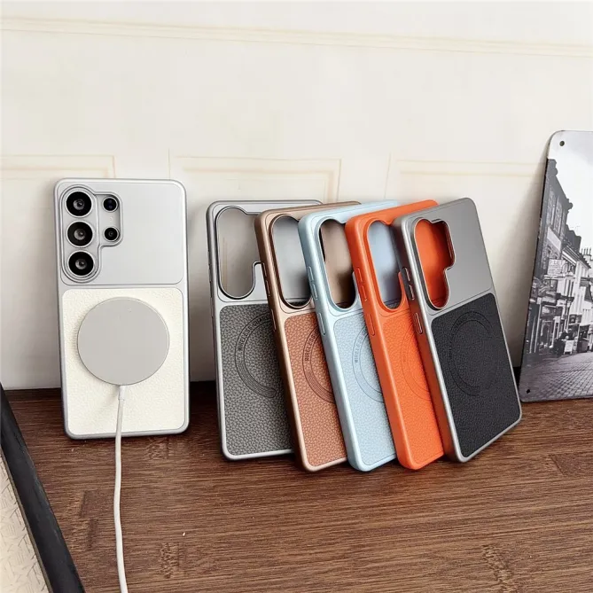 Coque Samsung Galaxy S26 Ultra Grain Litchi Compatible MagSafe