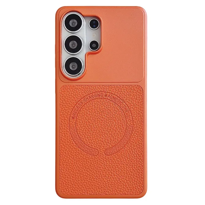 Coque Samsung Galaxy S26 Ultra Grain Litchi Compatible MagSafe