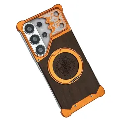 Coque Samsung Galaxy S26 Ultra Bois de Noyer Sans Bordure avec Boussole Gravée