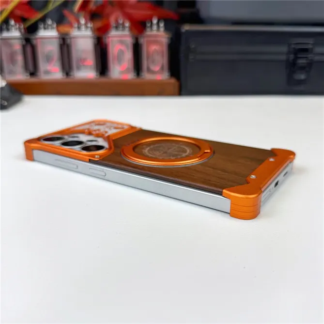 Coque Samsung Galaxy S26 Ultra Bois de Noyer Sans Bordure avec Boussole Gravée