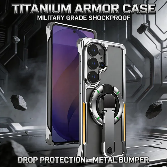 Coque Samsung Galaxy S26 Ultra Armure Titane avec Support Magnétique Rotatif