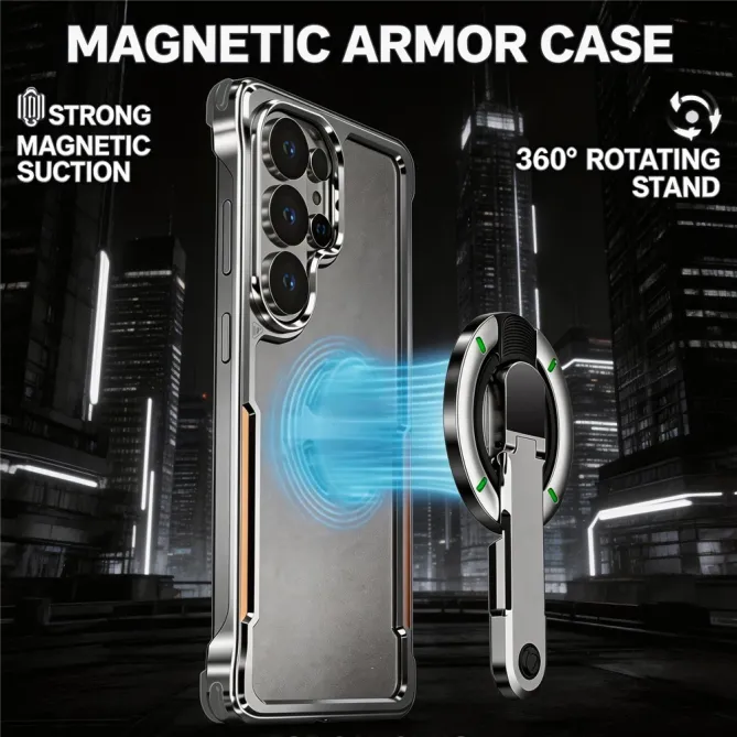 Coque Samsung Galaxy S26 Ultra Armure Titane avec Support Magnétique Rotatif
