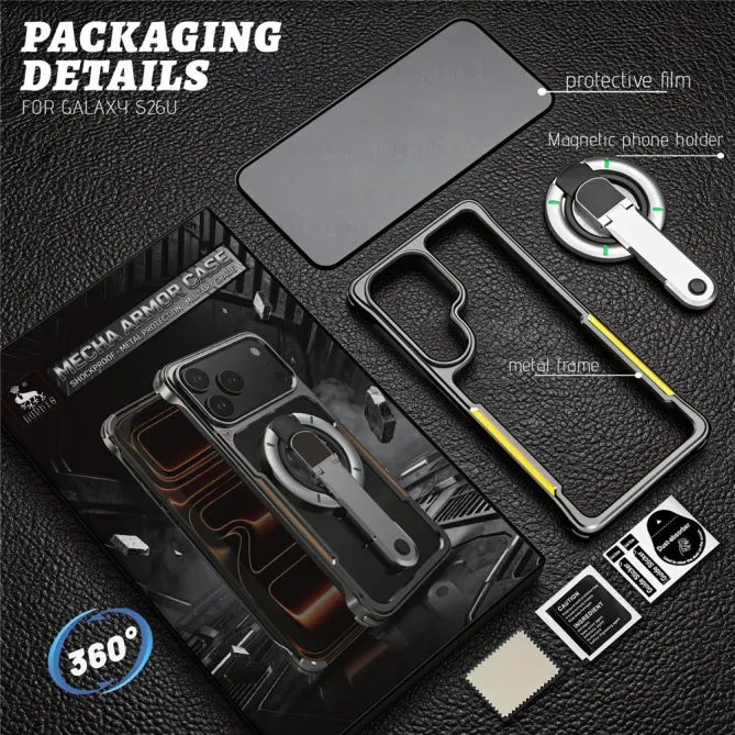 Coque Samsung Galaxy S26 Ultra Armure Titane avec Support Magnétique Rotatif