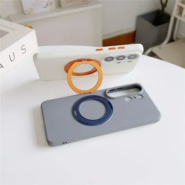 Coque Samsung Galaxy S26 Ultra Mate Anti-Traces Anneau Rotatif