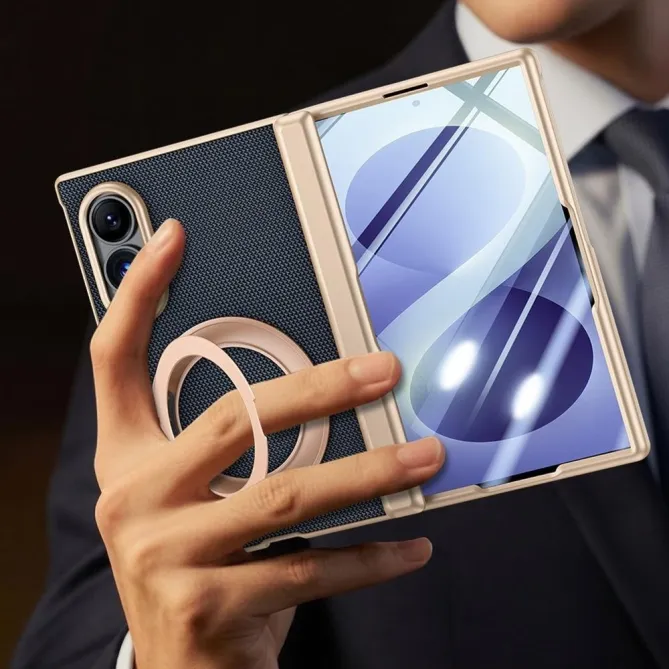 Coque Samsung Galaxy Fold 8 Anti-Espion Anneau Rotatif Tissu Technique Noir - photo 6