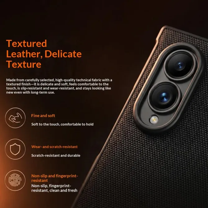 Coque Samsung Galaxy Fold 8 Anti-Espion Anneau Rotatif Tissu Technique Noir - photo 8