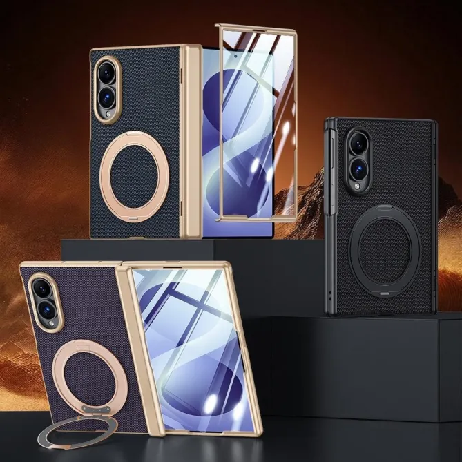 Coque Samsung Galaxy Fold 8 Anti-Espion Anneau Rotatif Tissu Technique Noir - photo 10