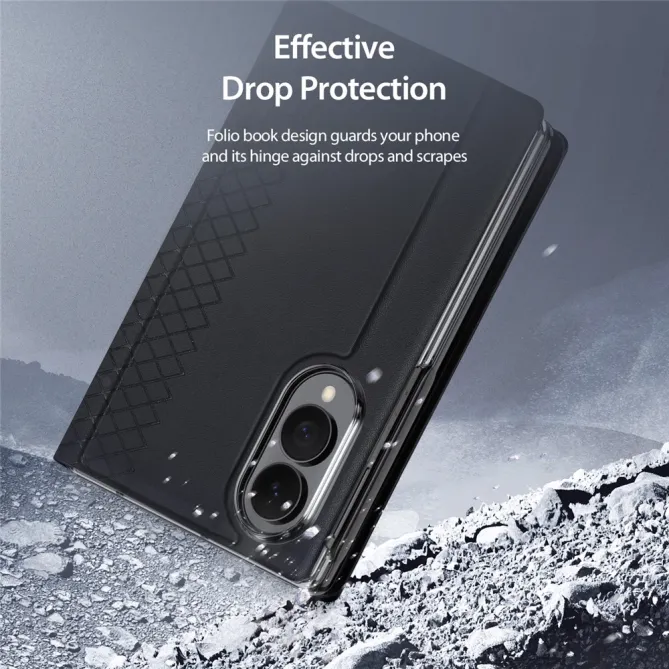 Étui Samsung Galaxy Z Fold 8 Porte-Carte Support Effet Cuir Noir - photo 8