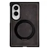 Coque Samsung Galaxy Z Fold 8 Simili Cuir avec Anneau Support Magnétique Noir