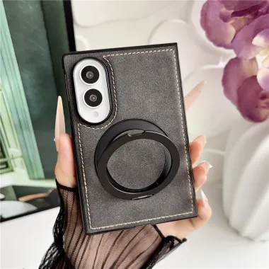 Coque Samsung Galaxy Z Fold 8 Simili Cuir avec Anneau Support Magnétique Noir - photo 2