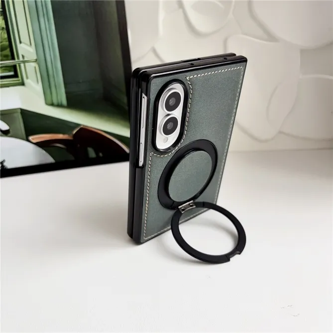Coque Samsung Galaxy Z Fold 8 Simili Cuir avec Anneau Support Magnétique Noir - photo 6