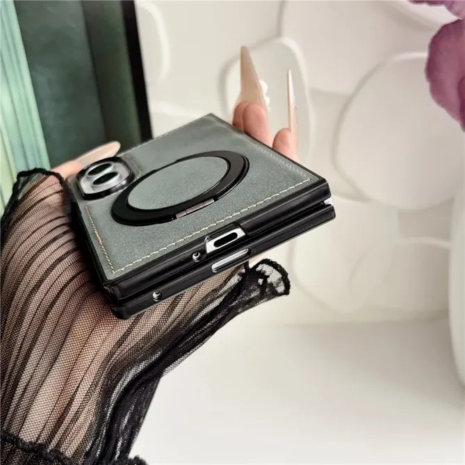 Coque Samsung Galaxy Z Fold 8 Simili Cuir avec Anneau Support Magnétique Noir - photo 9