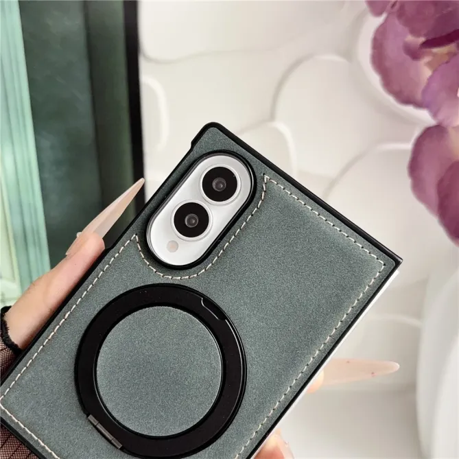 Coque Samsung Galaxy Z Fold 8 Simili Cuir avec Anneau Support Magnétique Noir - photo 10
