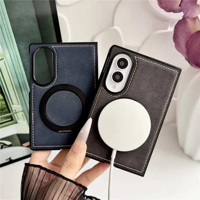 Coque Samsung Galaxy Z Fold 8 Simili Cuir avec Anneau Support Magnétique Noir - photo 12