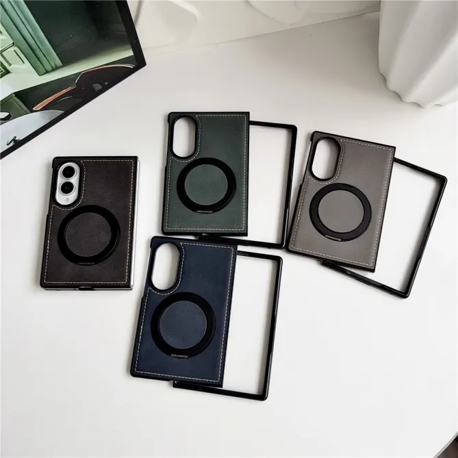 Coque Samsung Galaxy Z Fold 8 Simili Cuir avec Anneau Support Magnétique Noir - photo 13