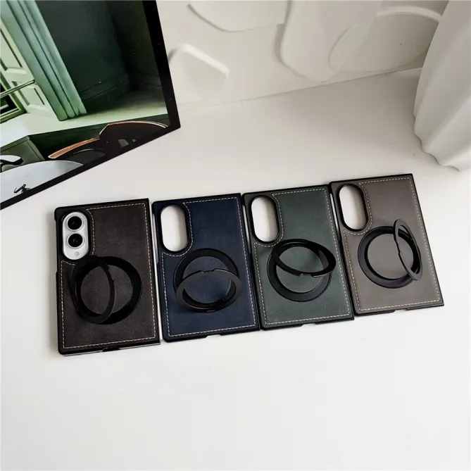Coque Samsung Galaxy Z Fold 8 Simili Cuir avec Anneau Support Magnétique Noir - photo 14