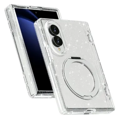 Coque Samsung Galaxy Z Fold 8 Pailletée avec Anneau Support Magnétique Blanc - photo 2