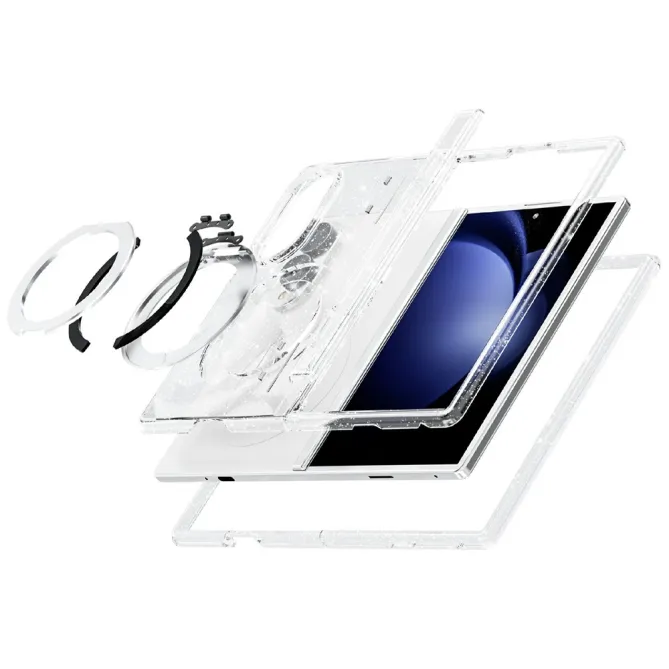 Coque Samsung Galaxy Z Fold 8 Pailletée avec Anneau Support Magnétique Blanc - photo 5