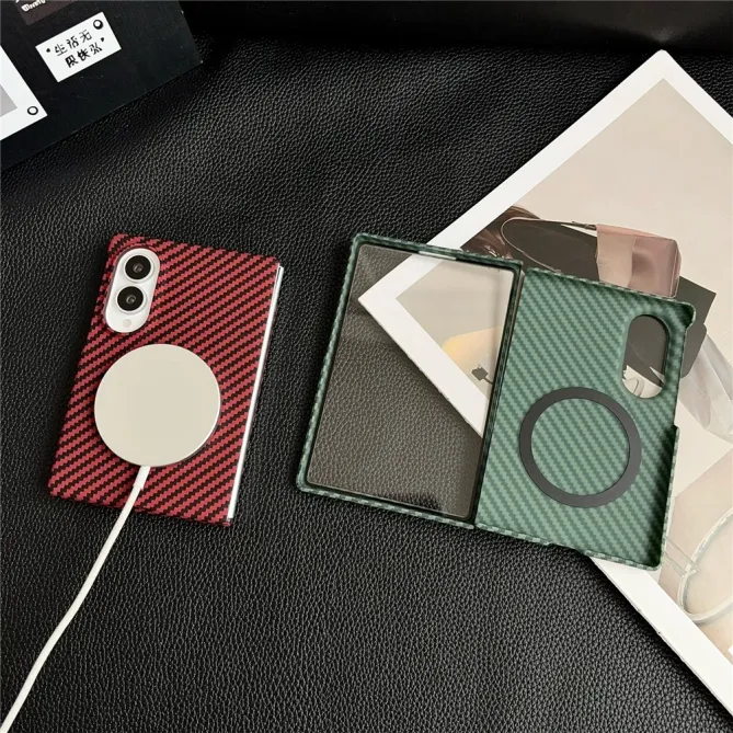Coque Samsung Galaxy Z Fold 8 Effet Fibre de Carbone avec Protection d'Écran Intégrée Bleu Foncé - photo 11